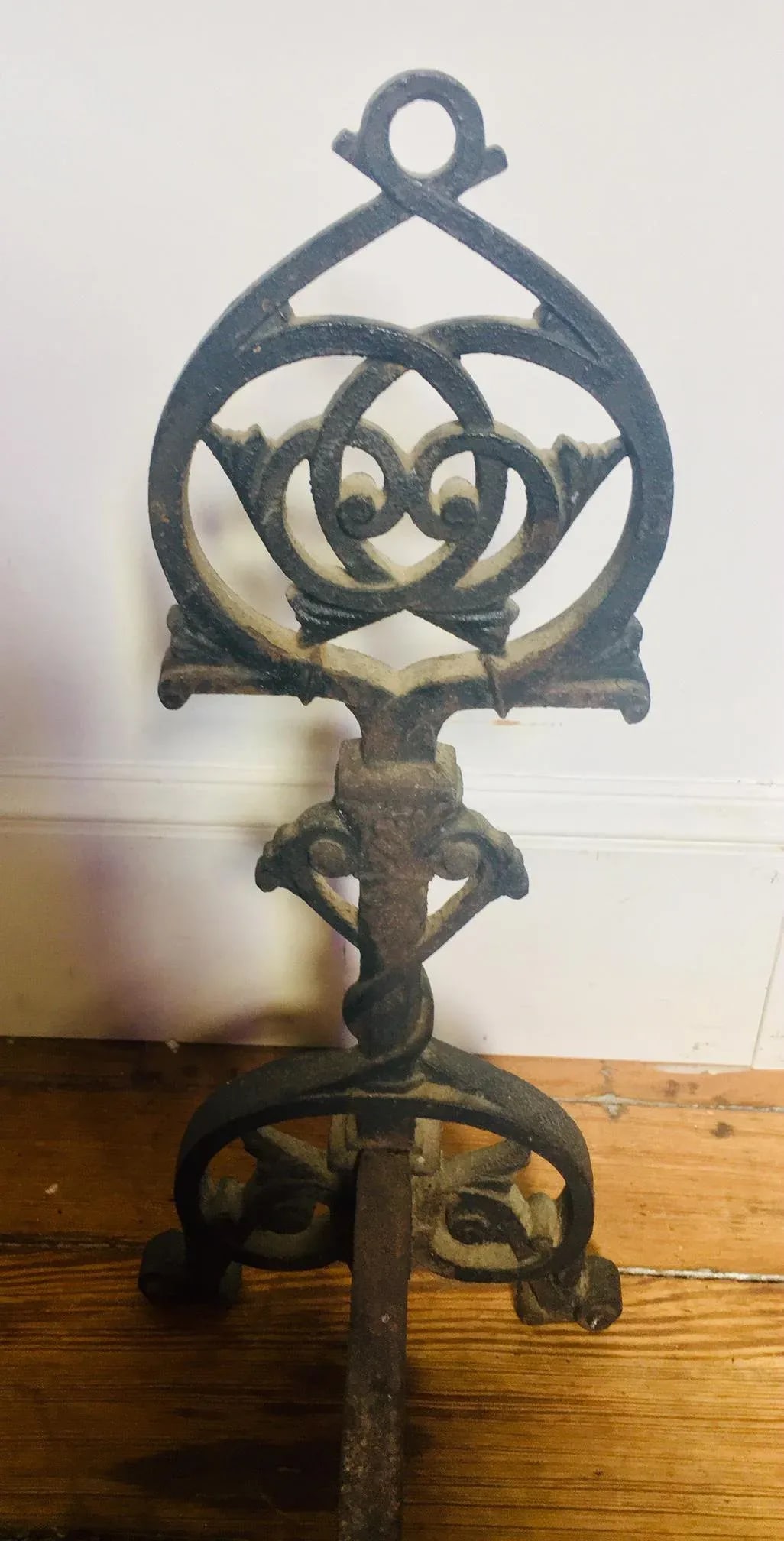 Gothic Revival Iron Andirons - a Pair - 3