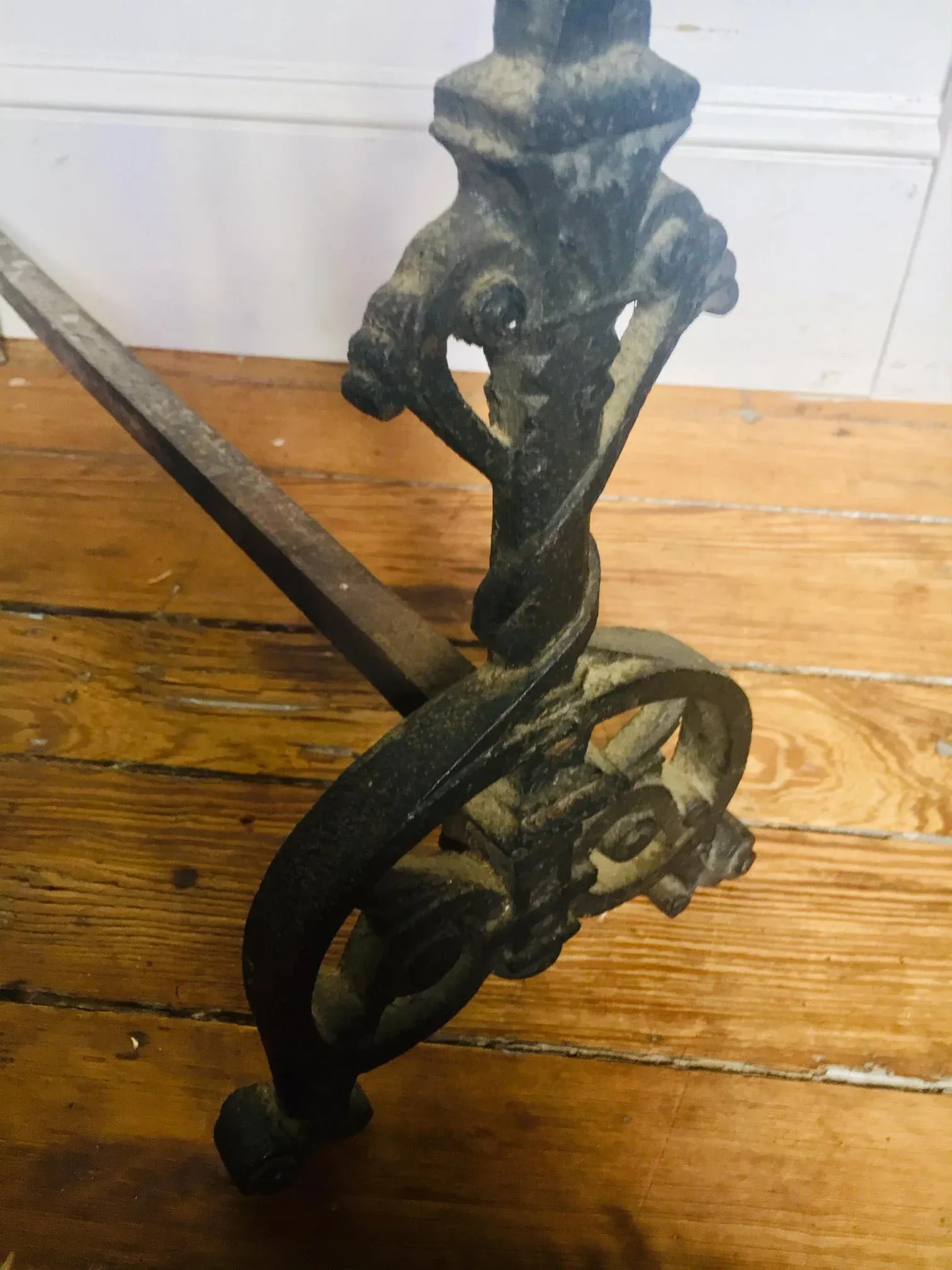 Gothic Revival Iron Andirons - a Pair - 4