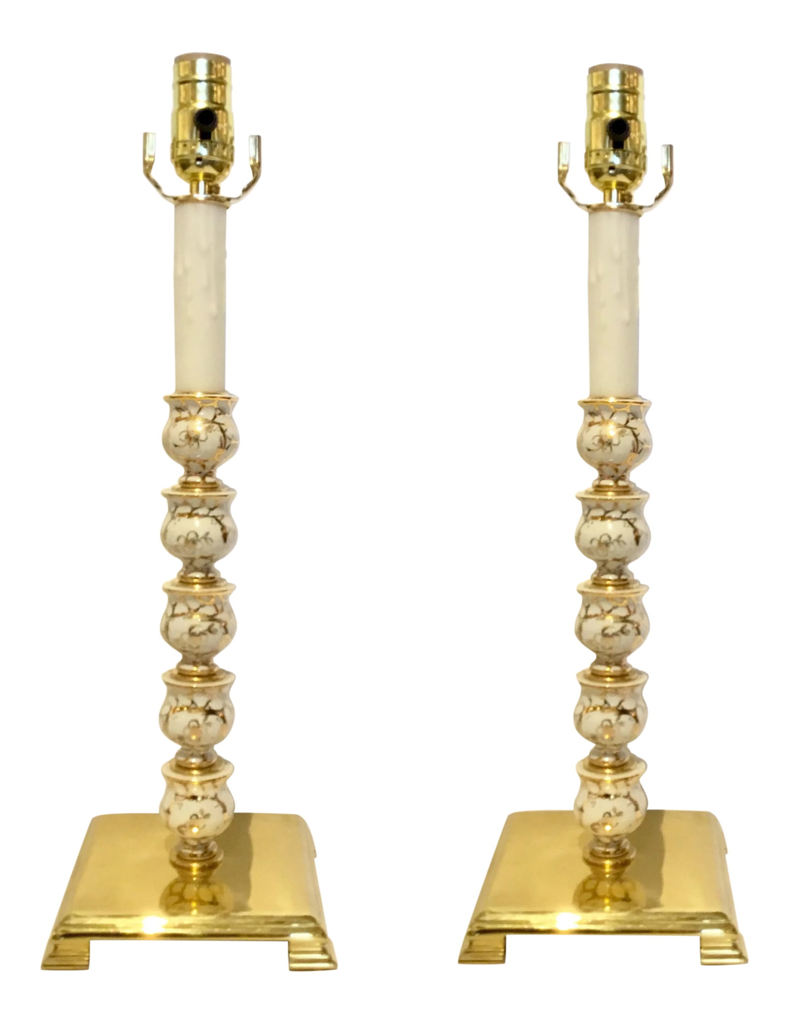 Vintage Custom Pair of Porcelain and Brass Table Lamps: Stylish Vintage Custom Pair of Porcelain and Brass Table Lamps, Circa, 1920's. I had these made from a chandelier. Body Height: 15.75" Condition: Alterations: Original Design Modified Imperfections: S