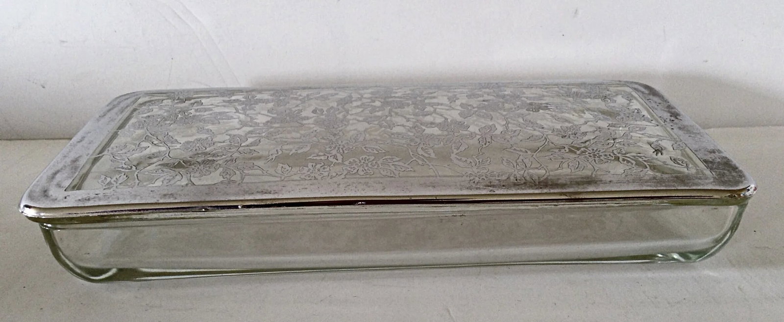 Silver Overlay Glass Cigarette Box - 3
