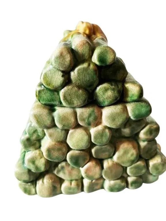 1980s Vintage Italian Ceramic Asparagus Majolica Ceramic Trompe l'Oeil Decorative Box - 4