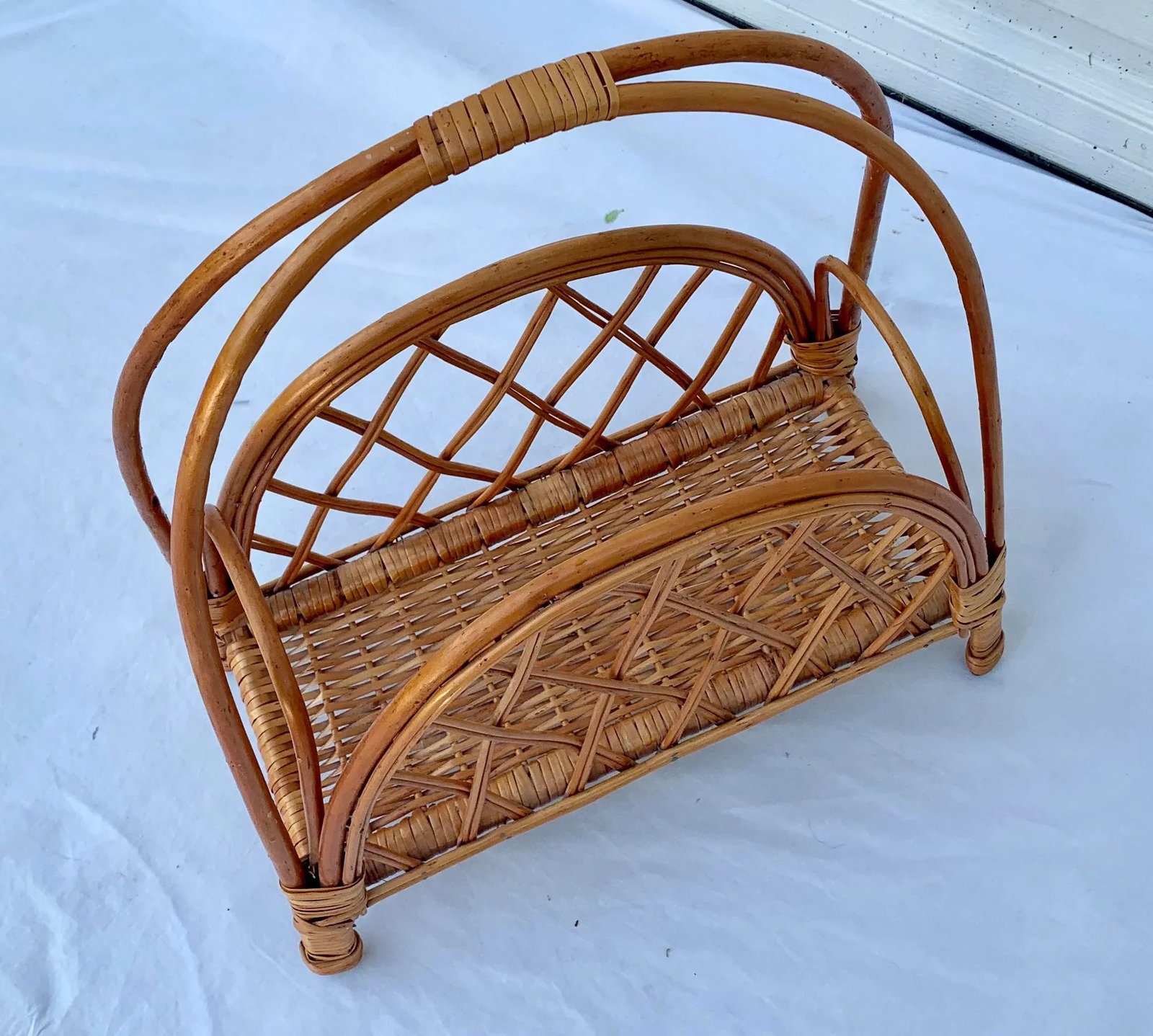 Vintage Wicker Magazine Basket - 2