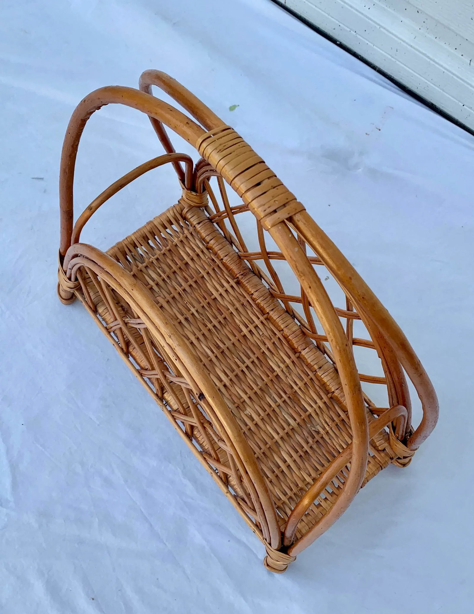 Vintage Wicker Magazine Basket - 4