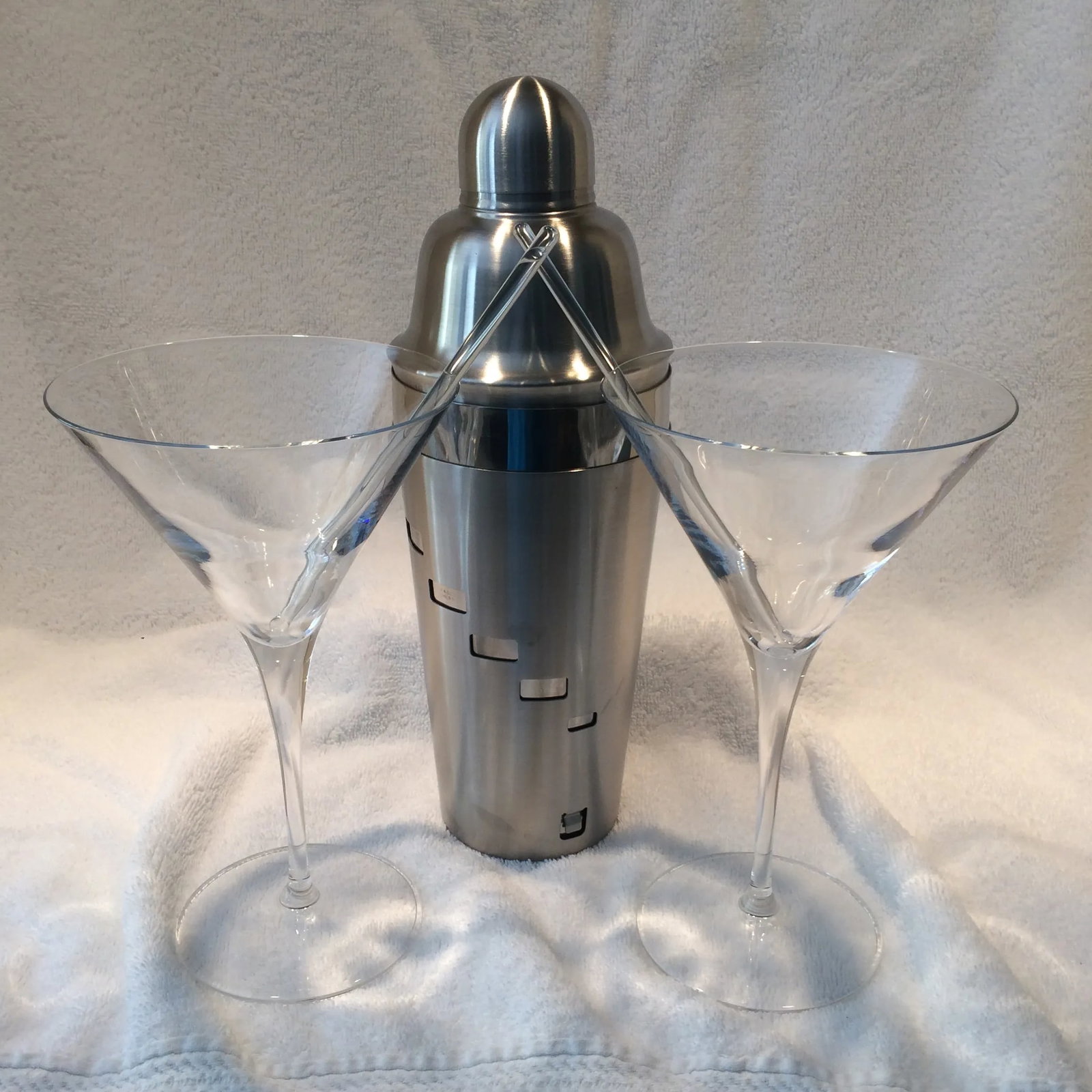 2 Luigi Bormioli Crystal Martini Glasses Oggi Dial-A-Drink Cocktail Shaker and 2 Glass Swizzle Stick - 13