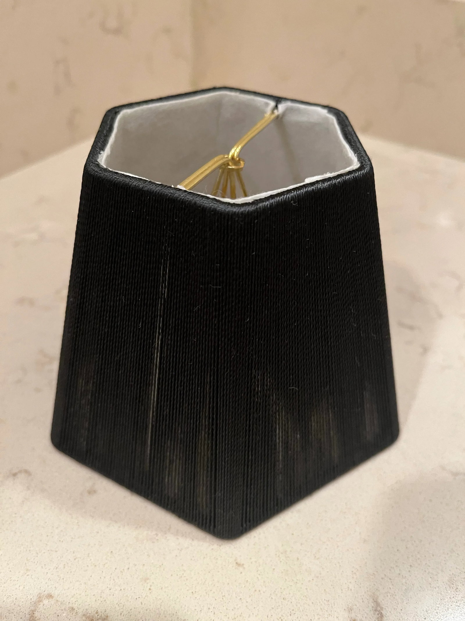 Hand Tailored Small Black Hexagonal Lamp Shade - 3