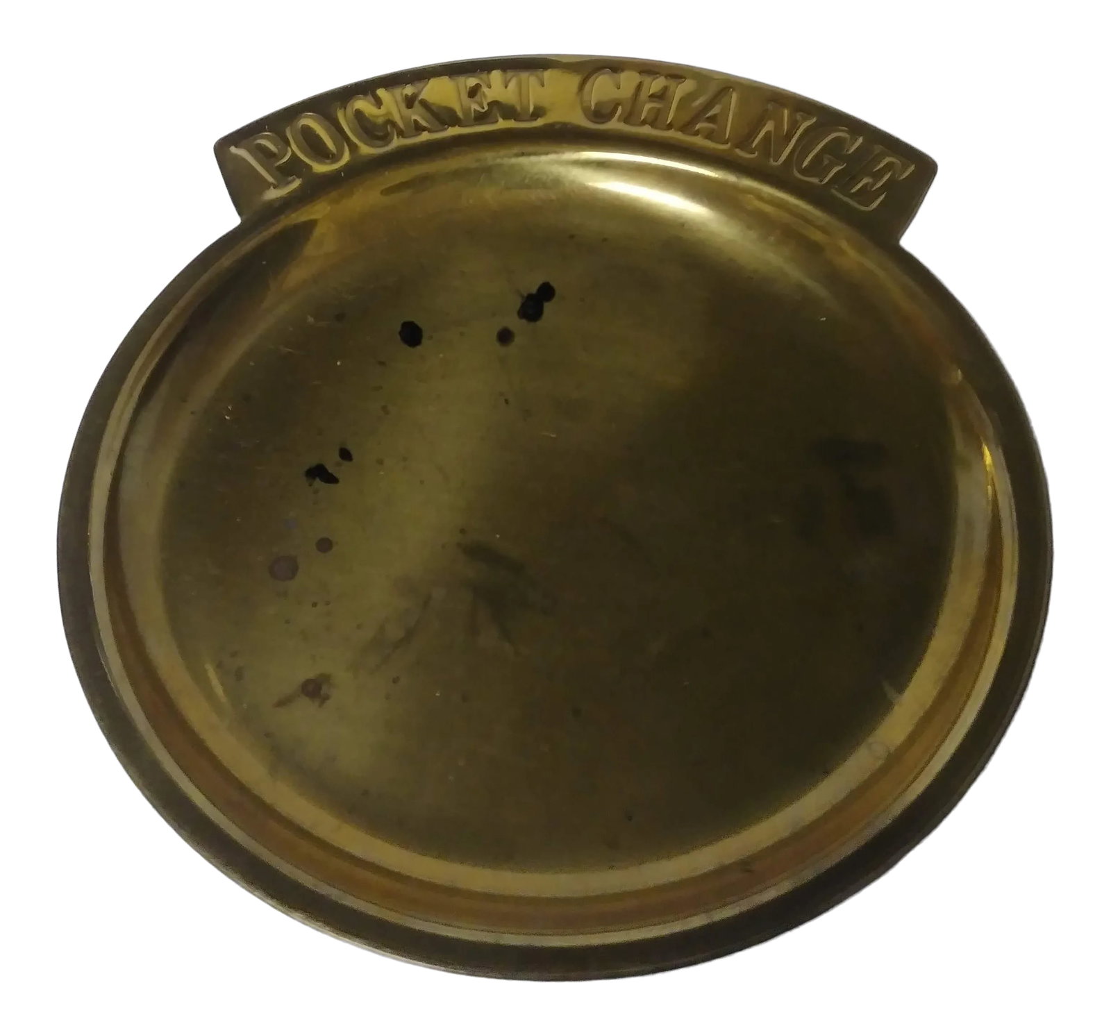 1950s Art Deco Solid Brass Pocket Change Valet Dish: This masculine remnant from the past will adorn any nightstand, dresser, or desk. Felt on bottom to eliminate scratching. Condition: Alterations: Original Condition Unaltered Imperfections: Some