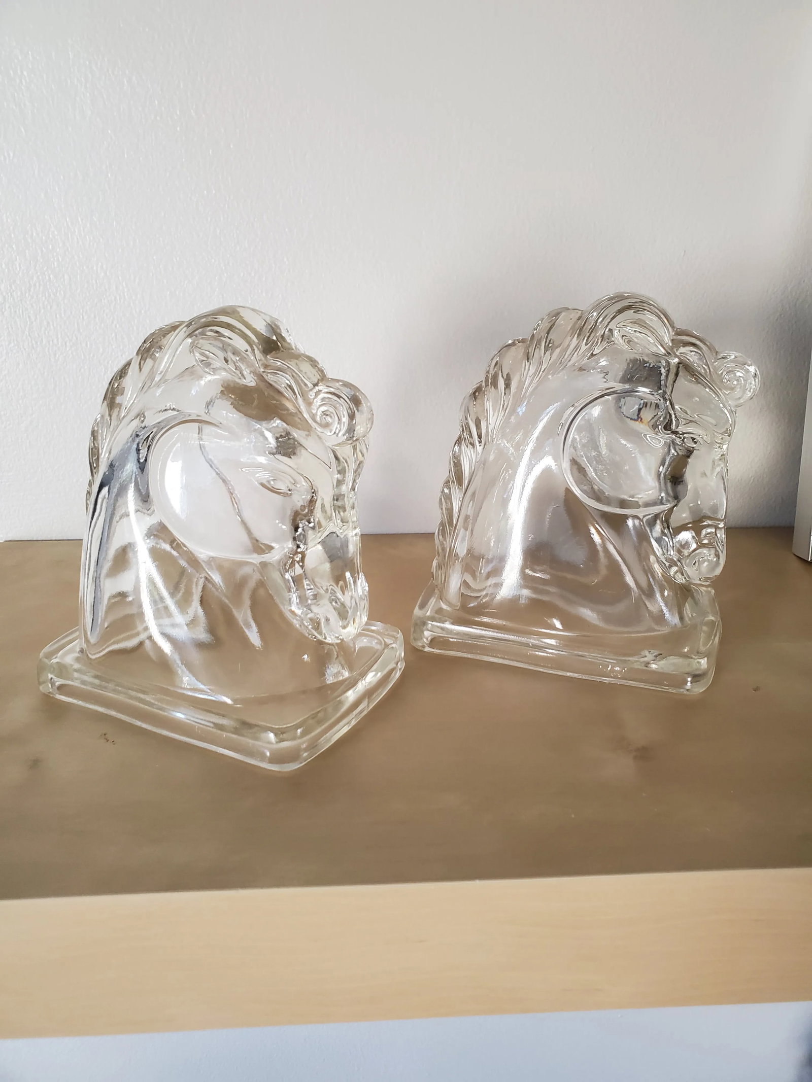 Vintage Glass Horse Head Bookends - a Pair - 2