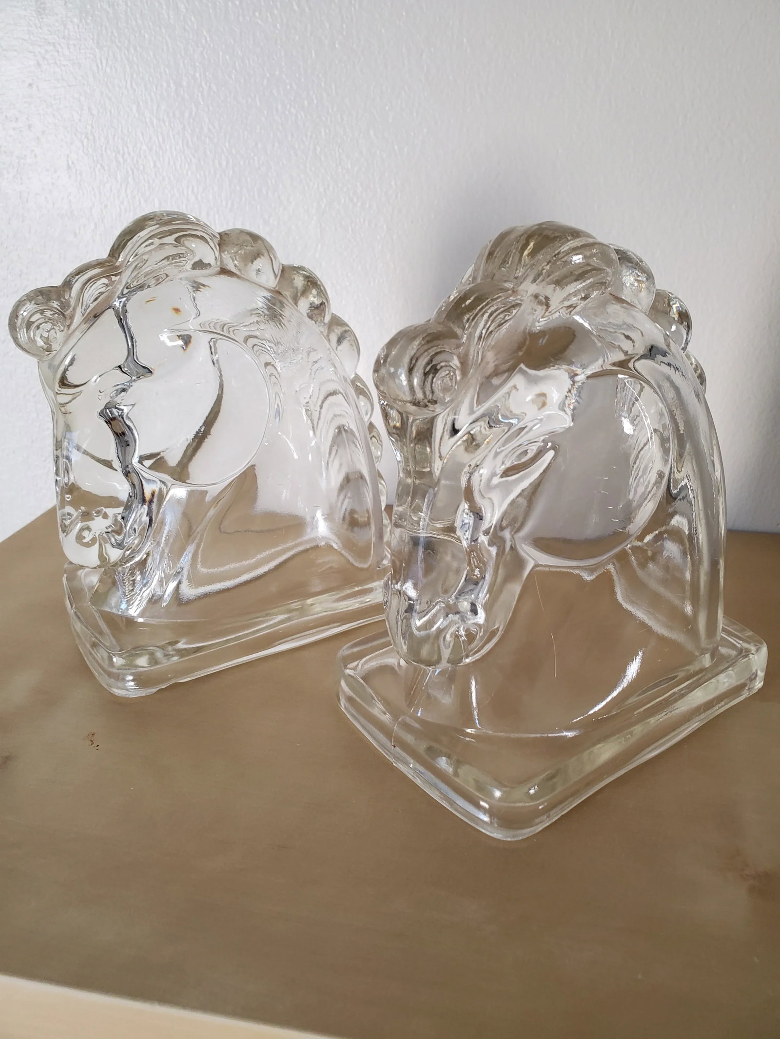 Vintage Glass Horse Head Bookends - a Pair - 5
