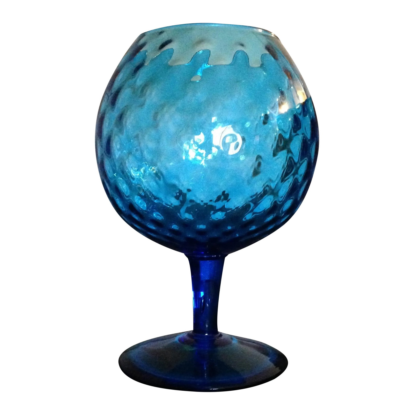 Large Italian Blue Glass Goblet (1 of 6)