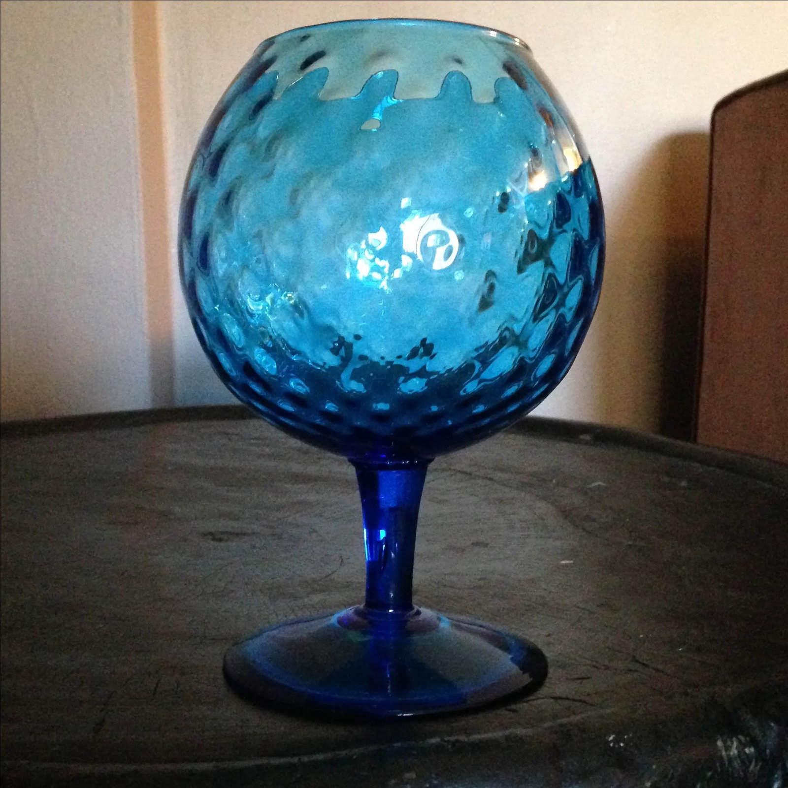 Large Italian Blue Glass Goblet - 2