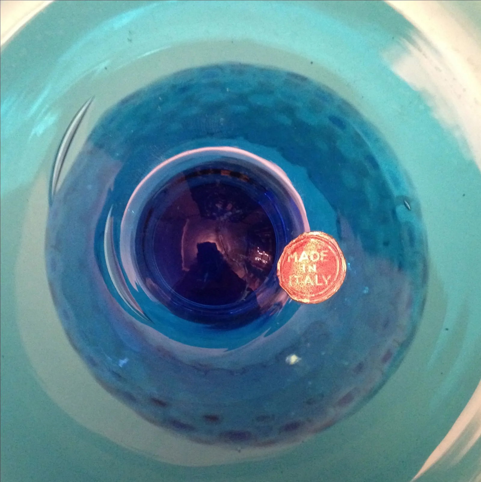 Large Italian Blue Glass Goblet - 4