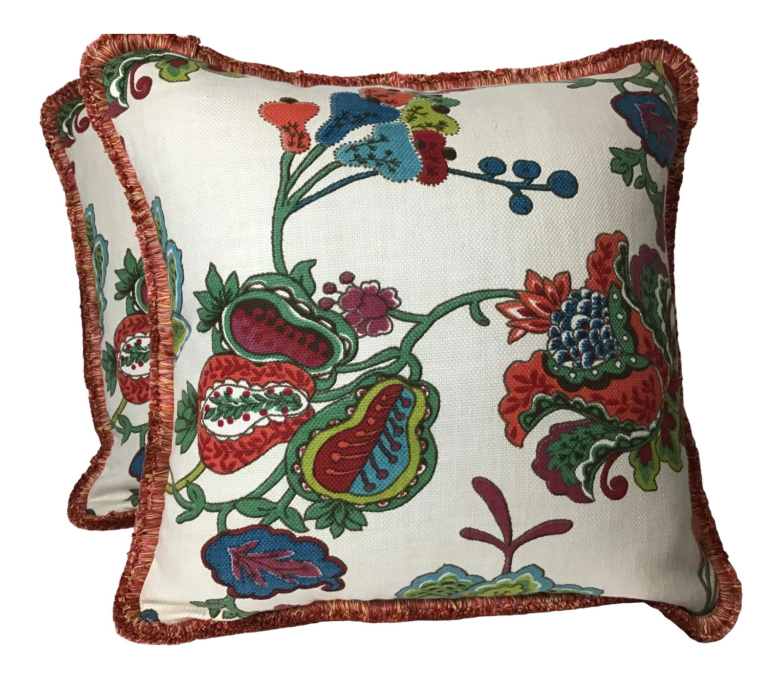 Boho Chic Pillows Printed in Multicolor Botanical - a Pair