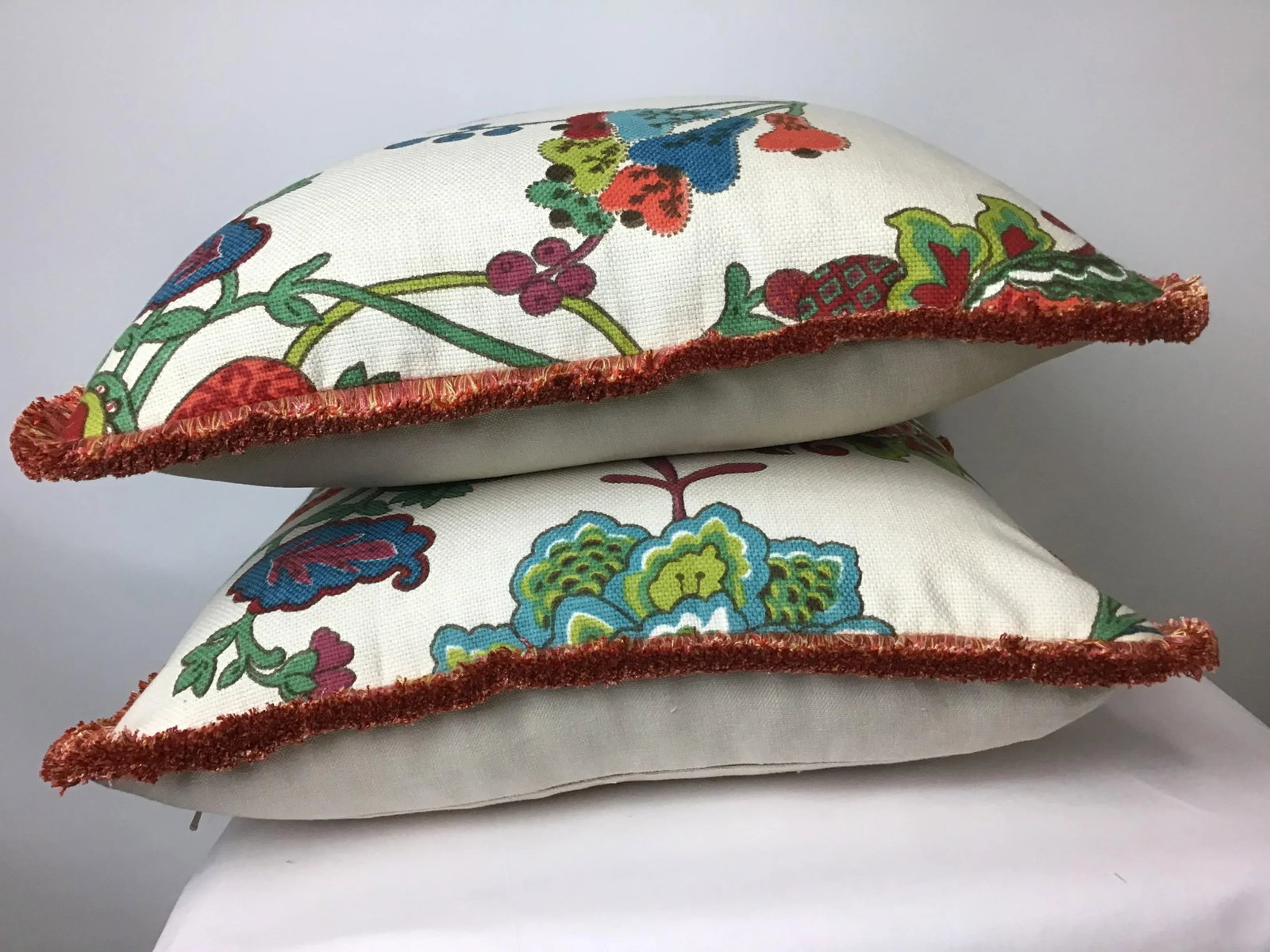 Boho Chic Pillows Printed in Multicolor Botanical - a Pair - 3