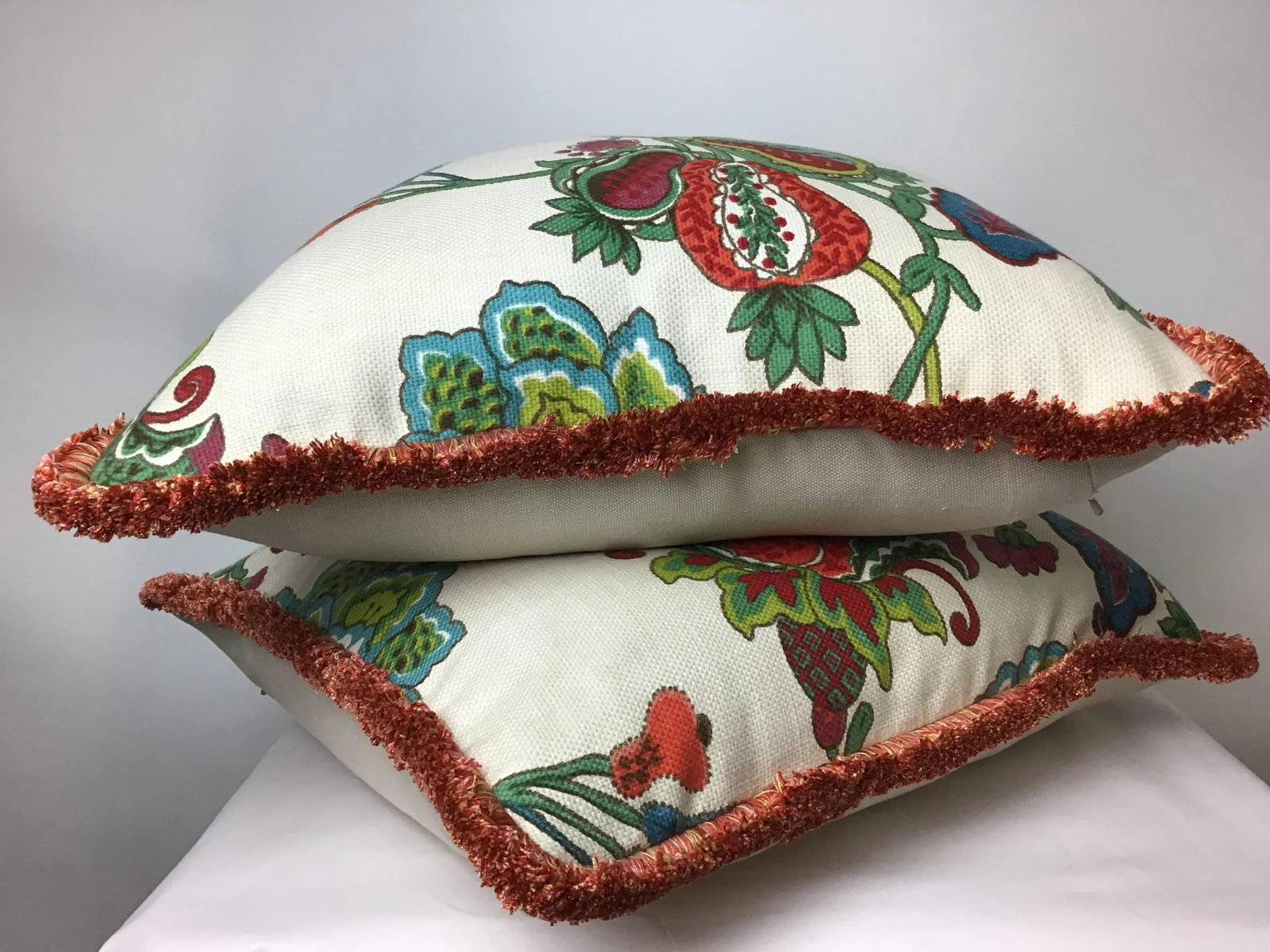Boho Chic Pillows Printed in Multicolor Botanical - a Pair - 4