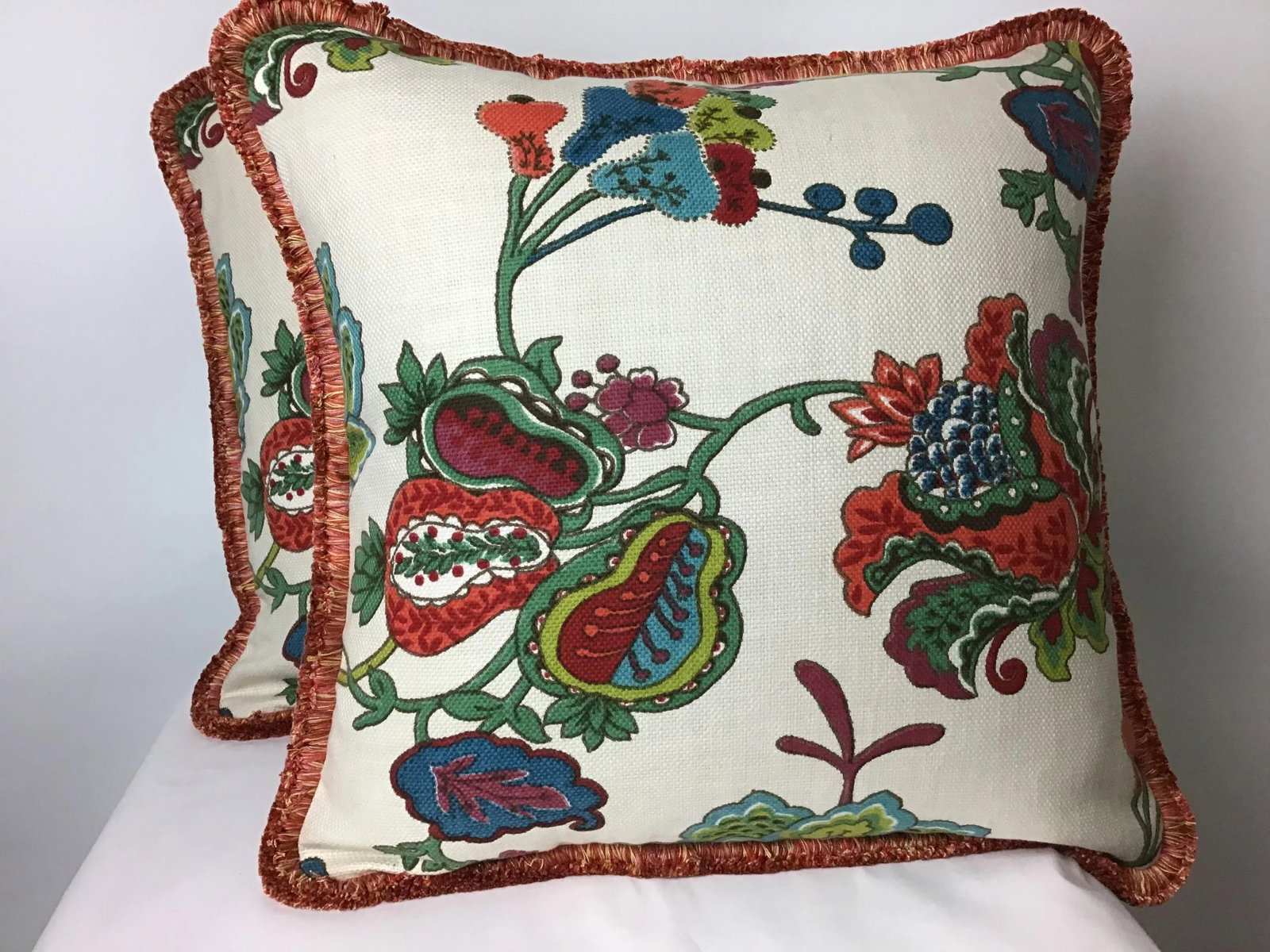 Boho Chic Pillows Printed in Multicolor Botanical - a Pair - 7