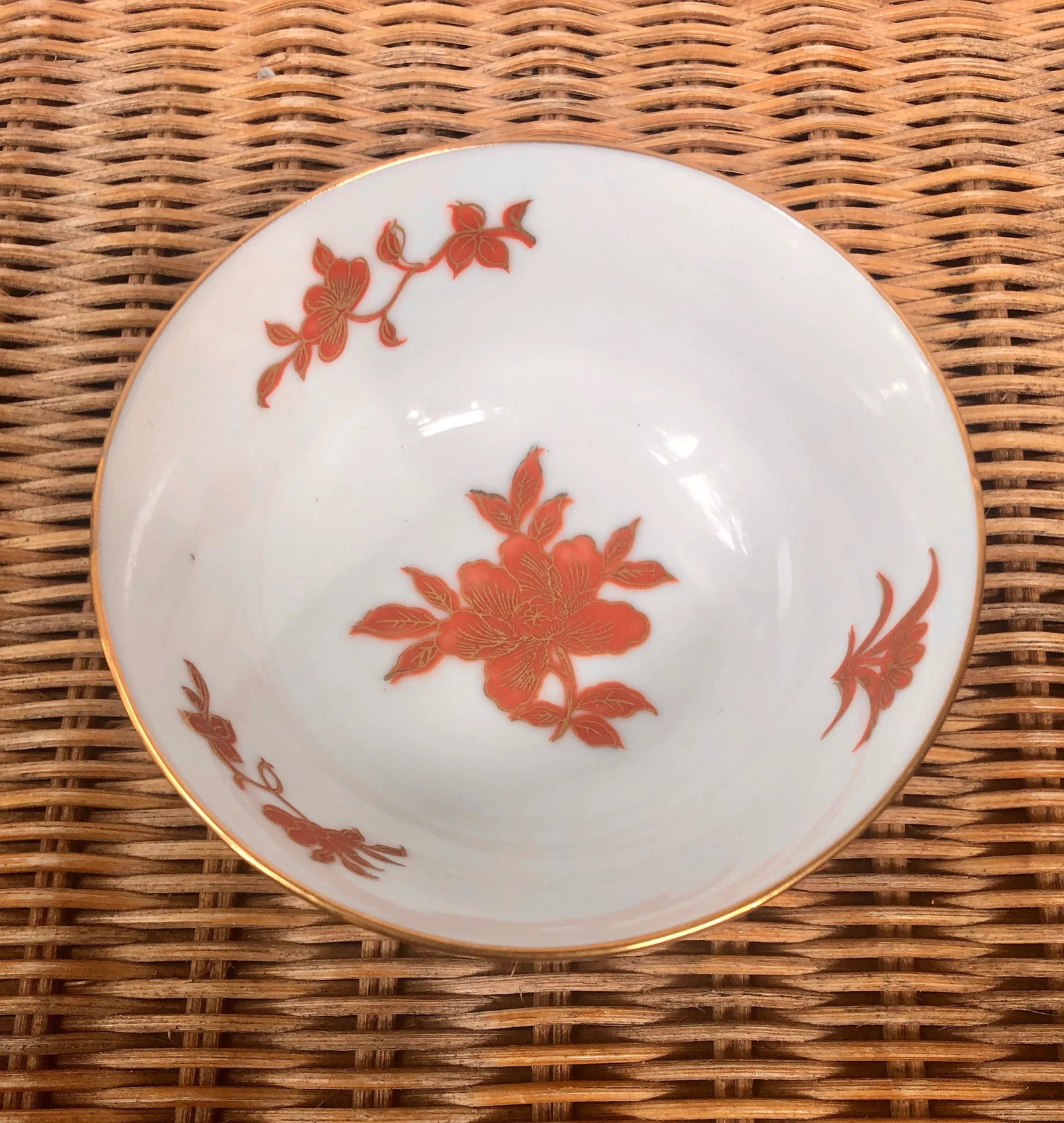 Vintage Hand Painted Gilt Floral Porcelain Bowl - 11