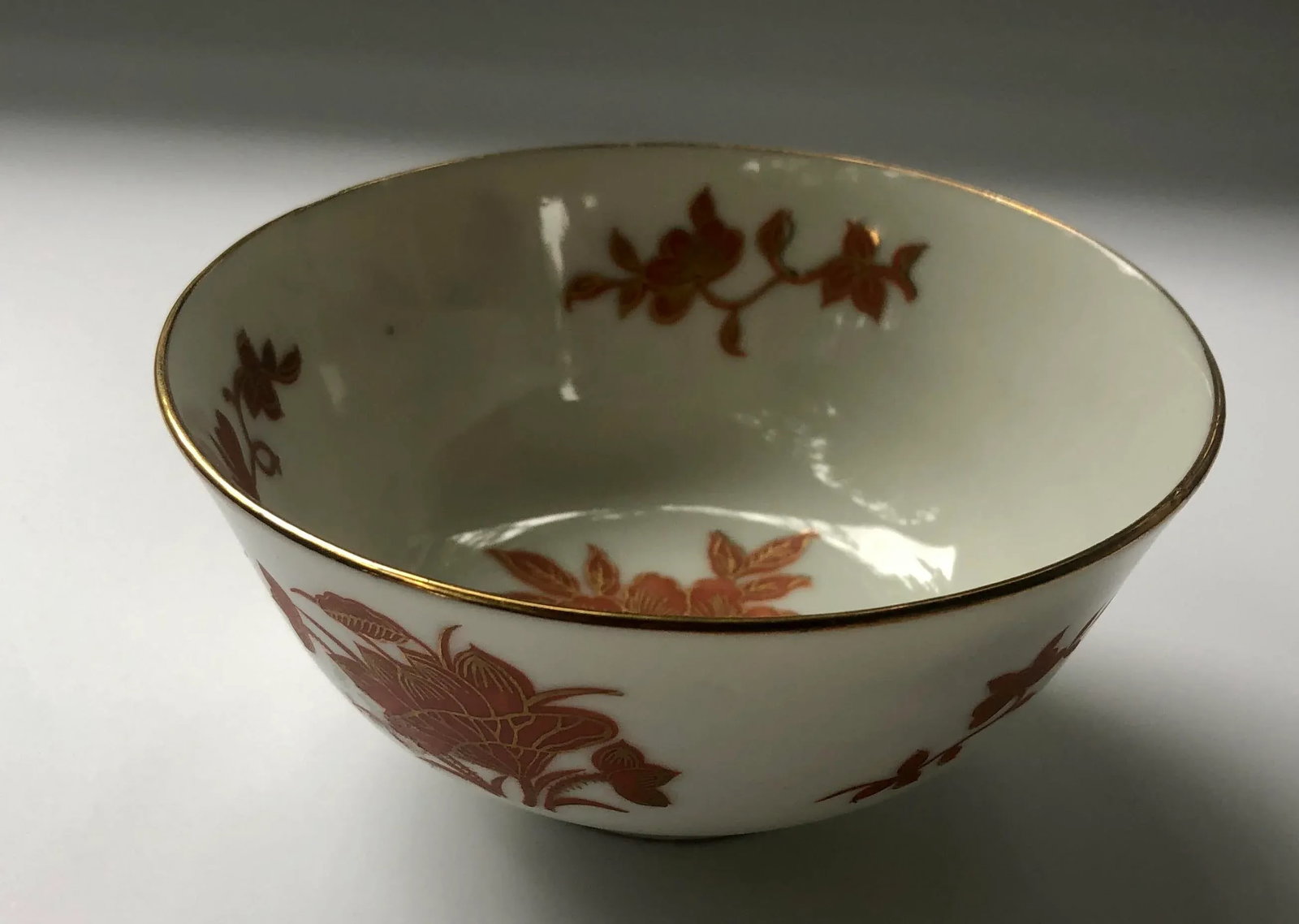 Vintage Hand Painted Gilt Floral Porcelain Bowl - 2