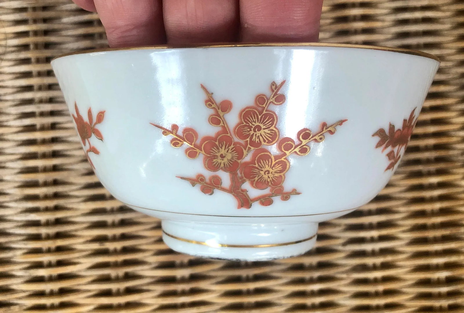 Vintage Hand Painted Gilt Floral Porcelain Bowl - 3