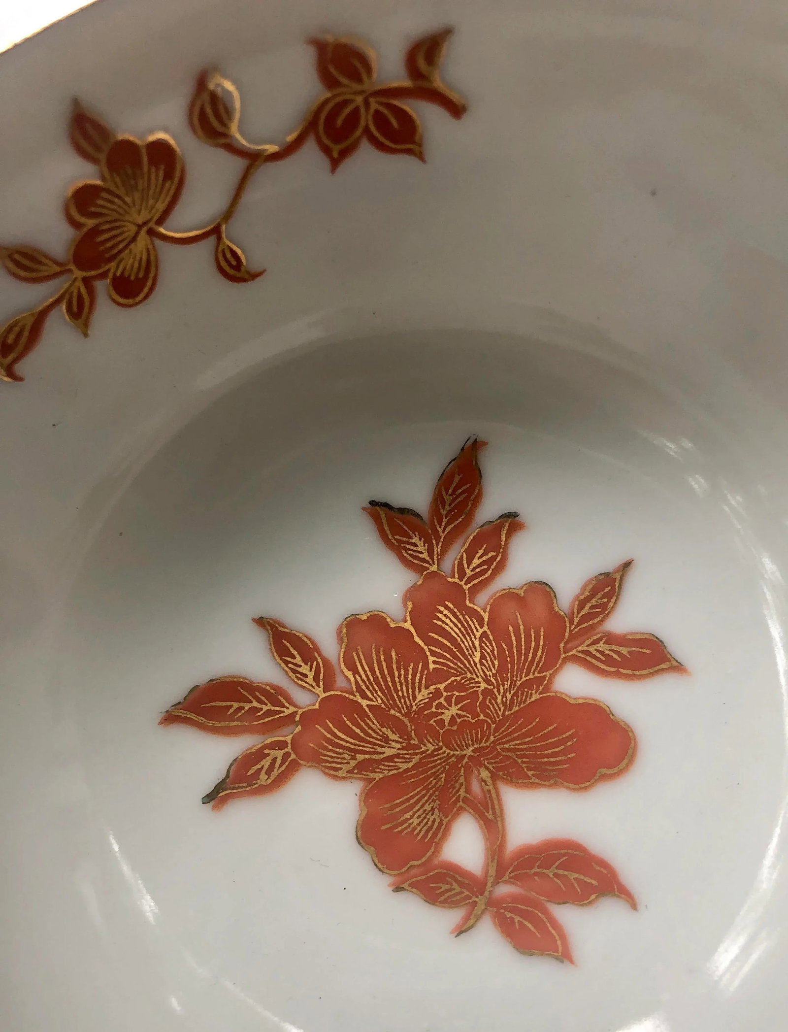 Vintage Hand Painted Gilt Floral Porcelain Bowl - 4