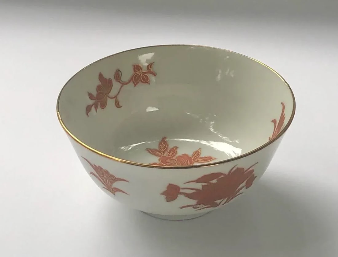 Vintage Hand Painted Gilt Floral Porcelain Bowl - 8