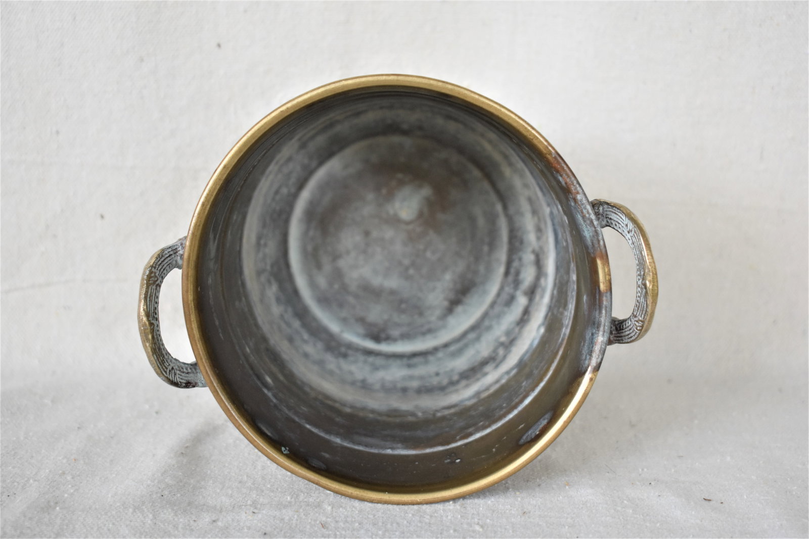 Vintage Brass Cachepot with Leaf Handles - 5