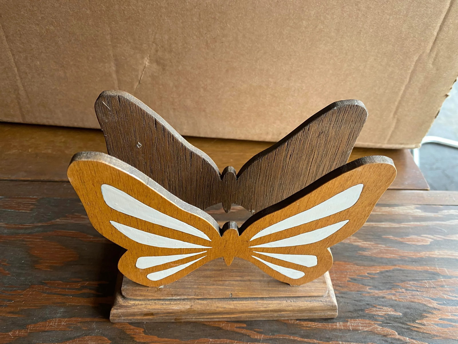 Late 20th Century Handmade Wooden Butterfly Letter Organizer - 2
