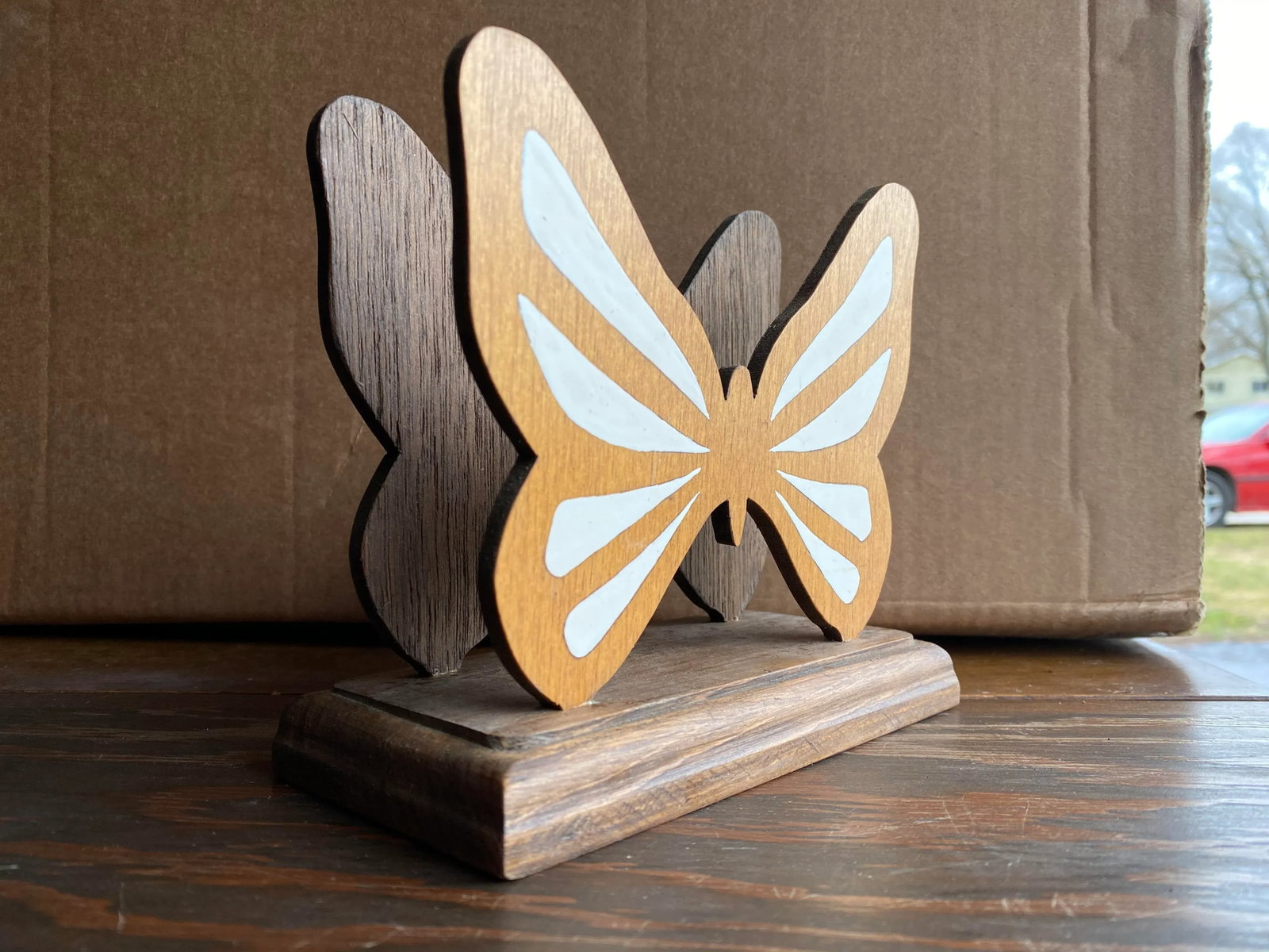 Late 20th Century Handmade Wooden Butterfly Letter Organizer - 3