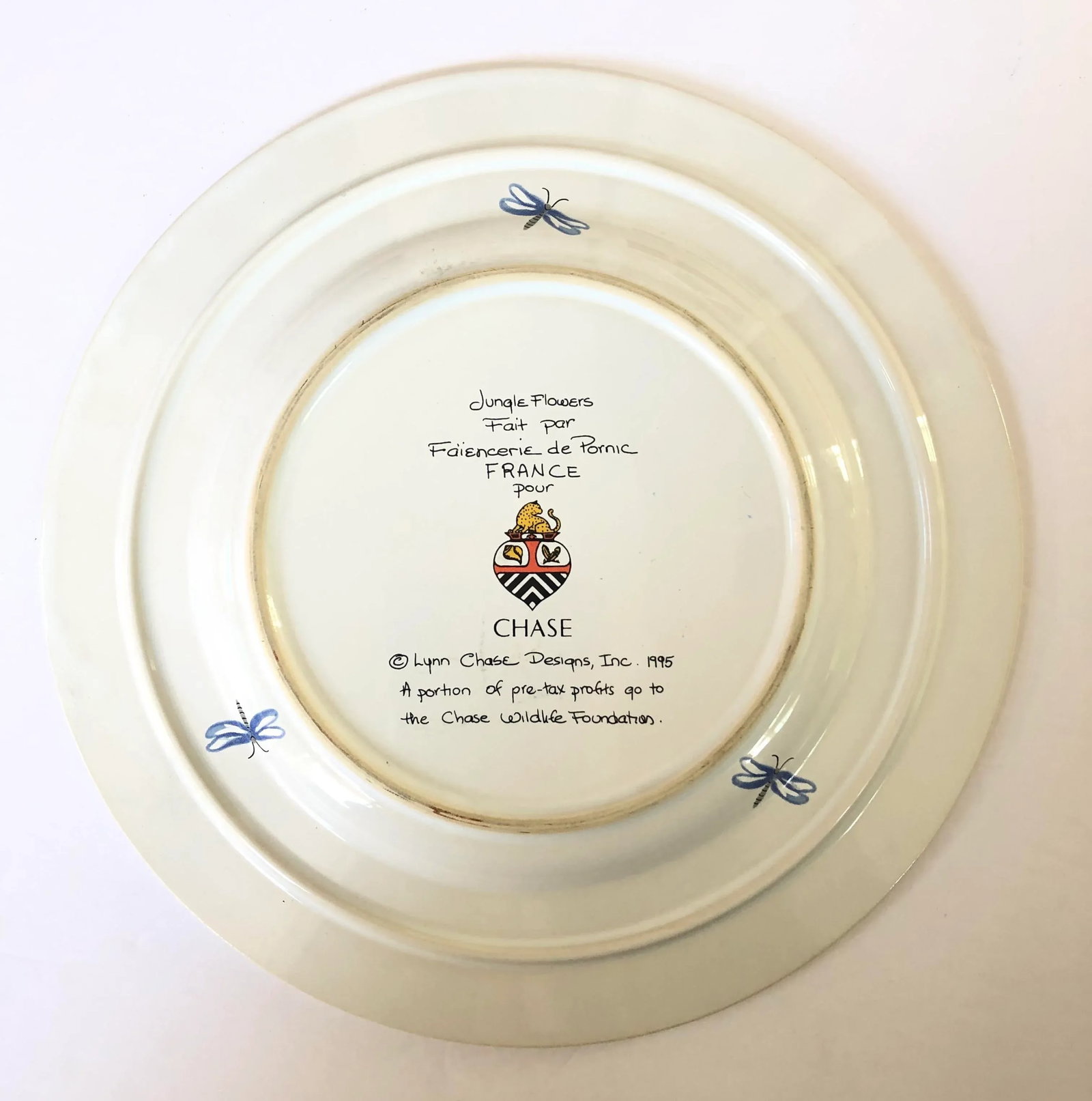 Lynn Chase Jungle Flowers Luncheon Plate, Made in France - 2