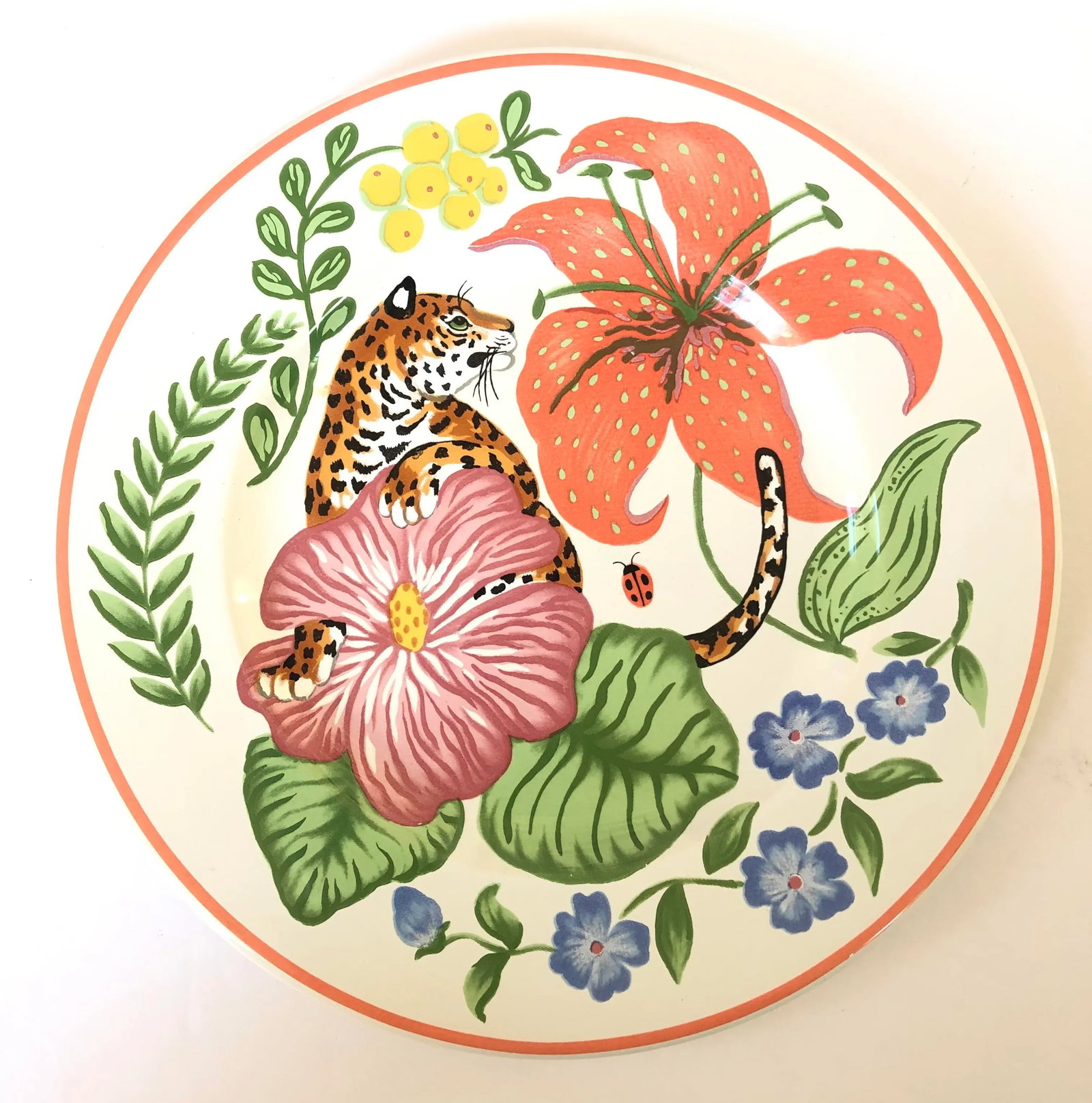 Lynn Chase Jungle Flowers Luncheon Plate, Made in France - 3