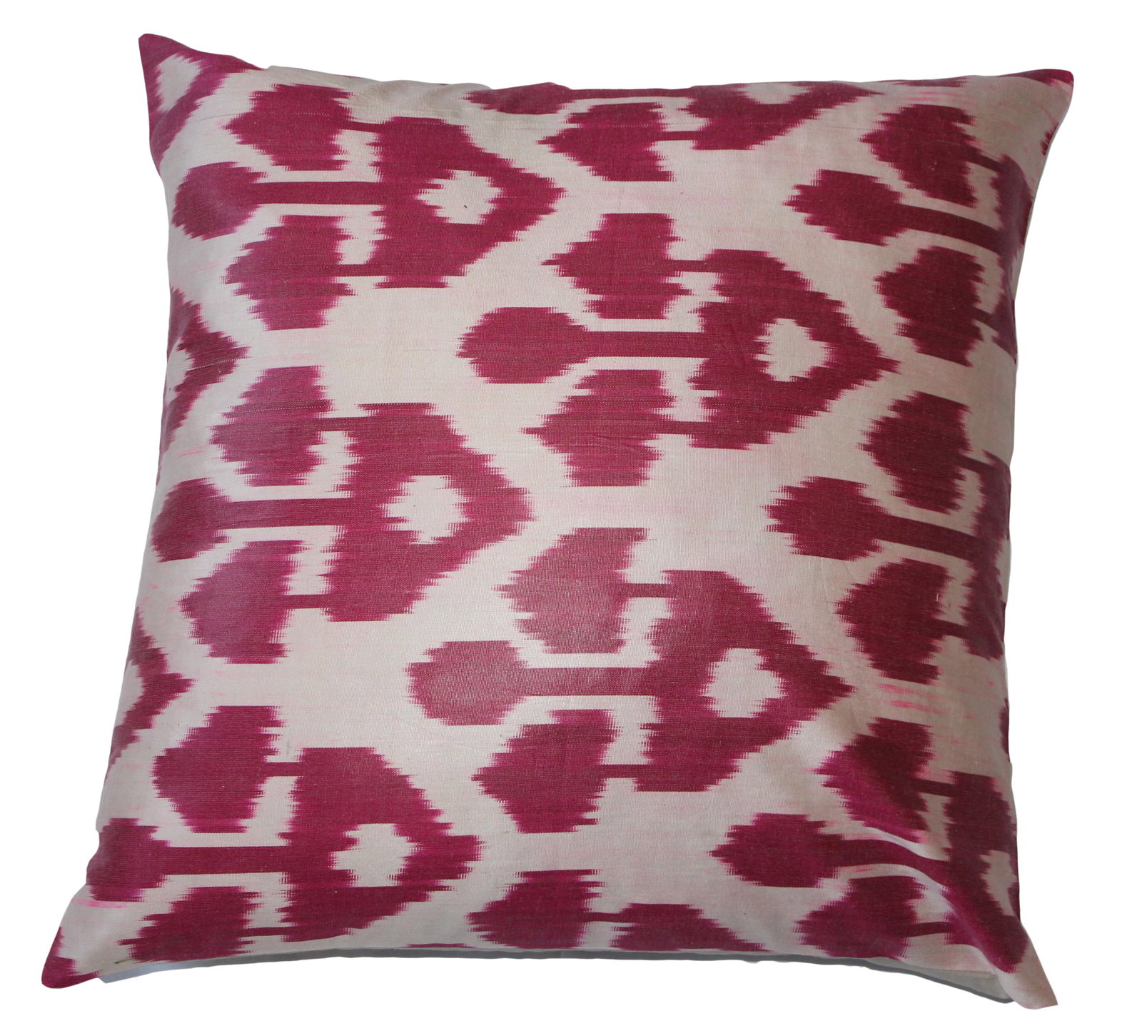 Contemporary Silk Ikat Pillow Cover Bohemian Pillow Throw Pillow: Bohemian silk ikat pillow with vibrant colors of red, beige and blue. Super hand soft. Pillow has a zipper for closure insert is included. Condition: Imperfections: No Imperfections Condition Notes: