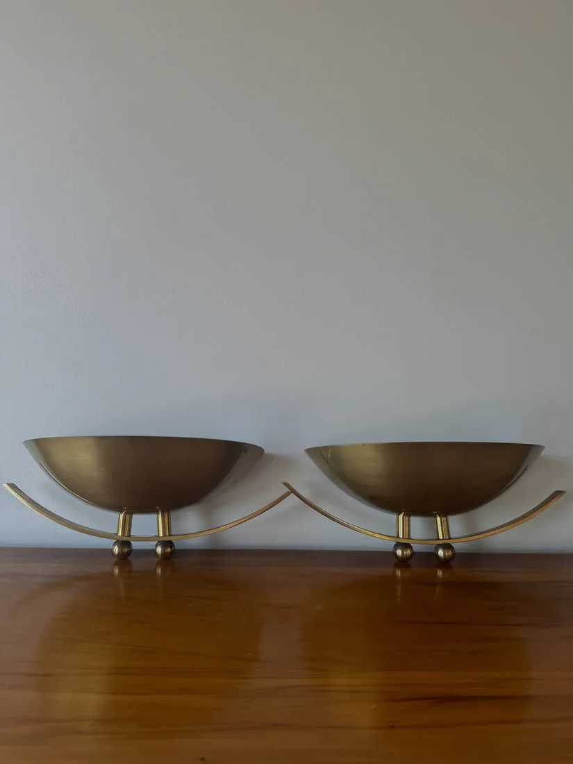 Pair of 1970's Vintage Brass Wall Sconces - 7