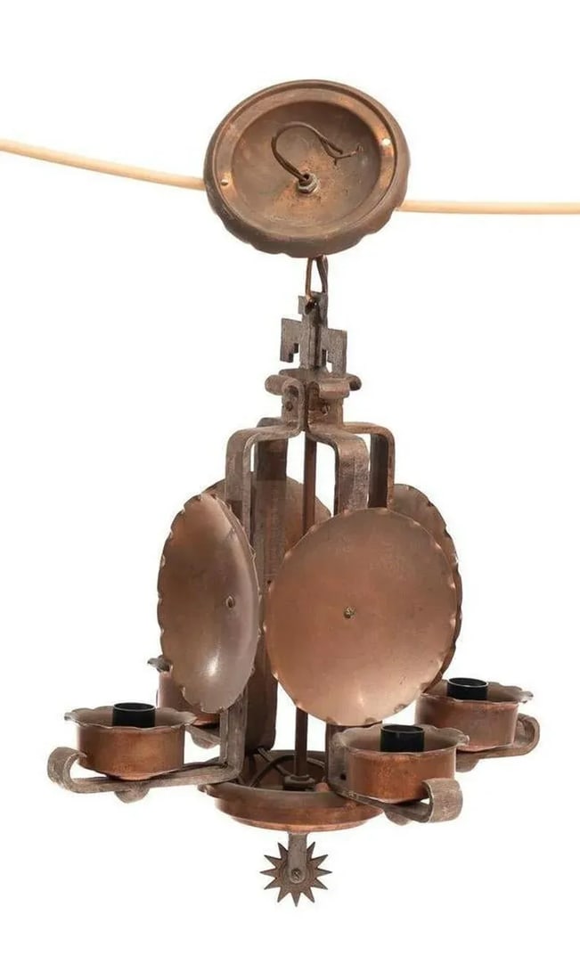 Vintage w.r. Dallas Copper Four Light Chandelier - 3