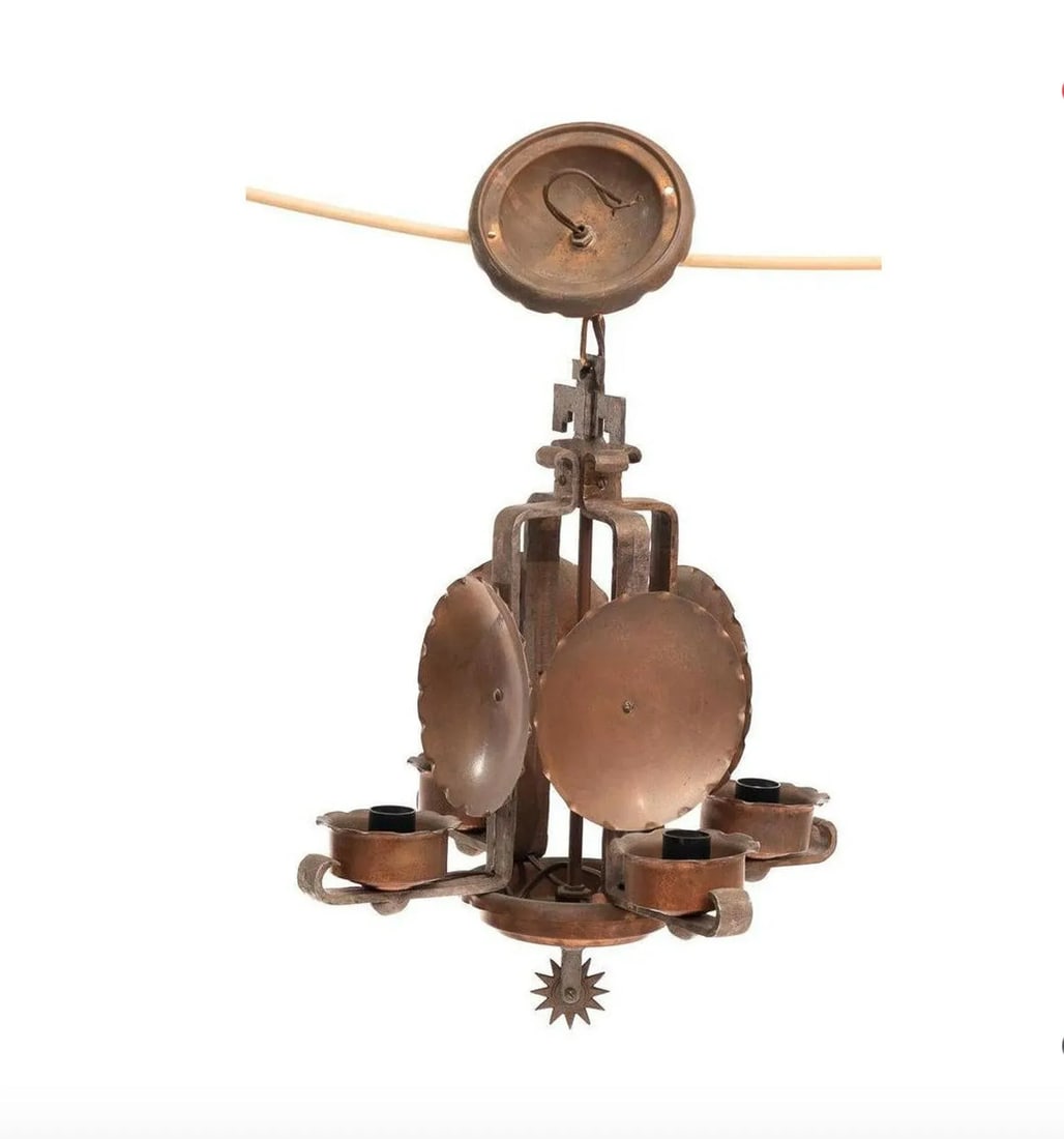 Vintage w.r. Dallas Copper Four Light Chandelier - 4