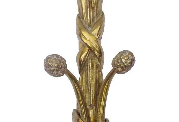 Antique Brass Acanthus Candleholder Sconces - Pair - 5