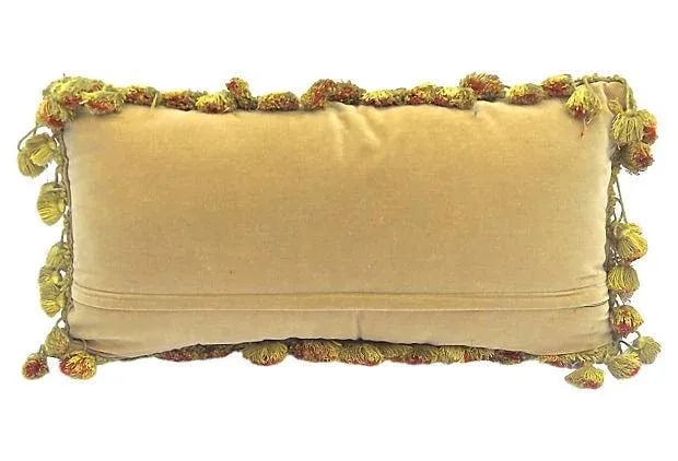 Antique Floral Aubusson Tasseled Pillow - 2