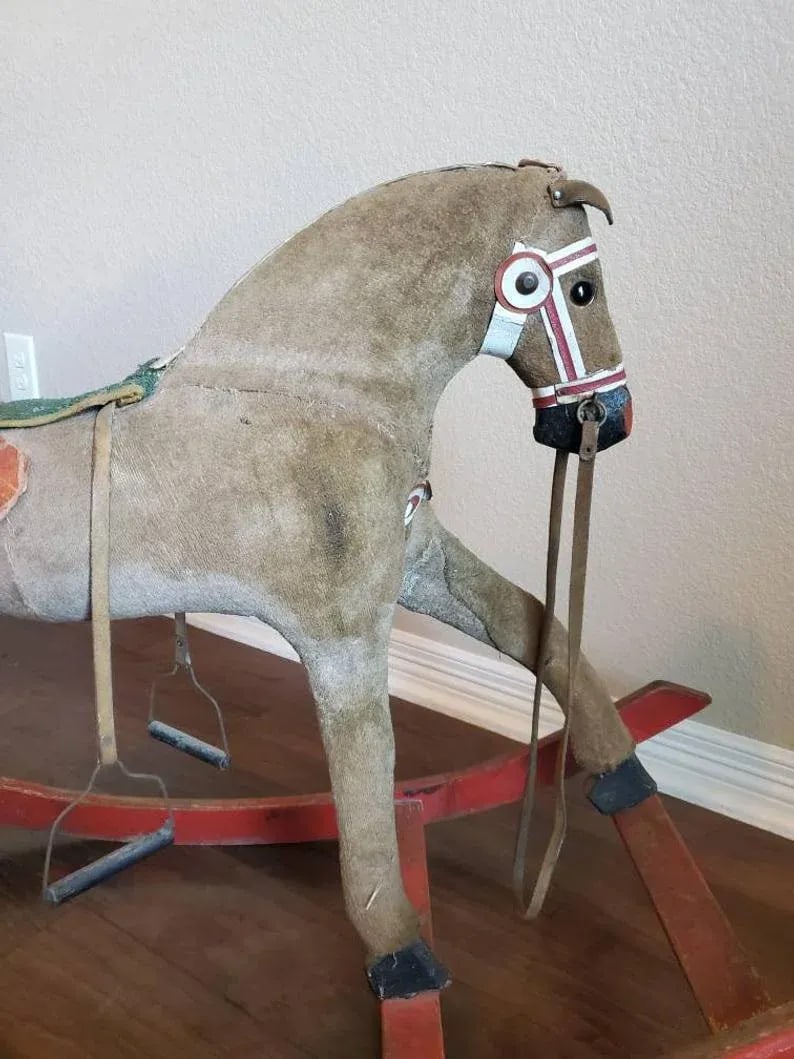 Antique American Carved & Painted Early Rocking Horse - 4