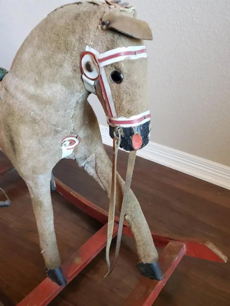 Antique American Carved & Painted Early Rocking Horse - 5