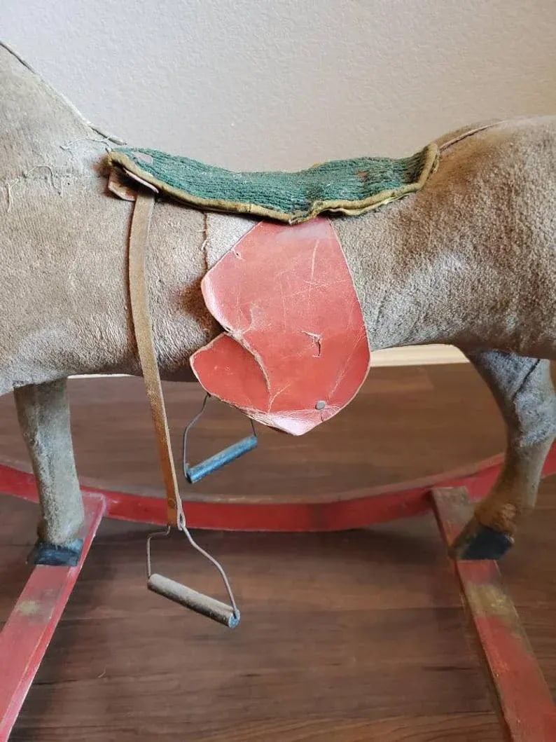 Antique American Carved & Painted Early Rocking Horse - 6
