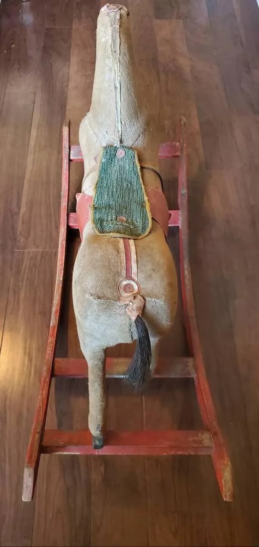Antique American Carved & Painted Early Rocking Horse - 7