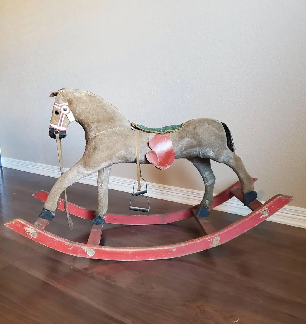 Antique American Carved & Painted Early Rocking Horse - 9