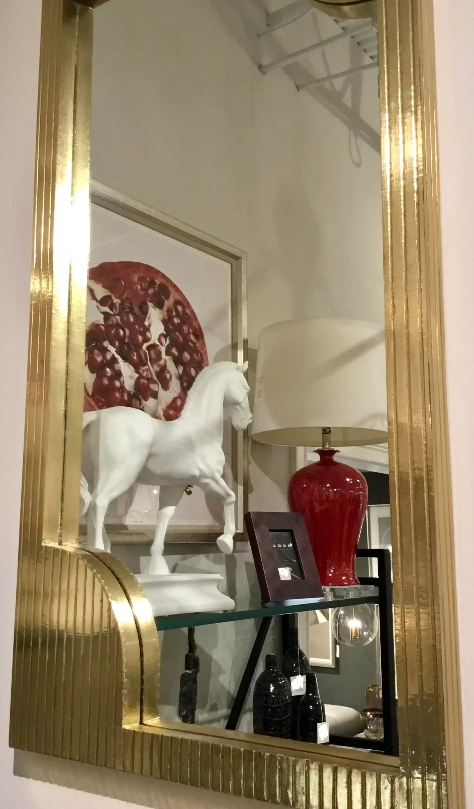 Currey & Co. Modern Brass Foil Finished Wall Mirror - 3