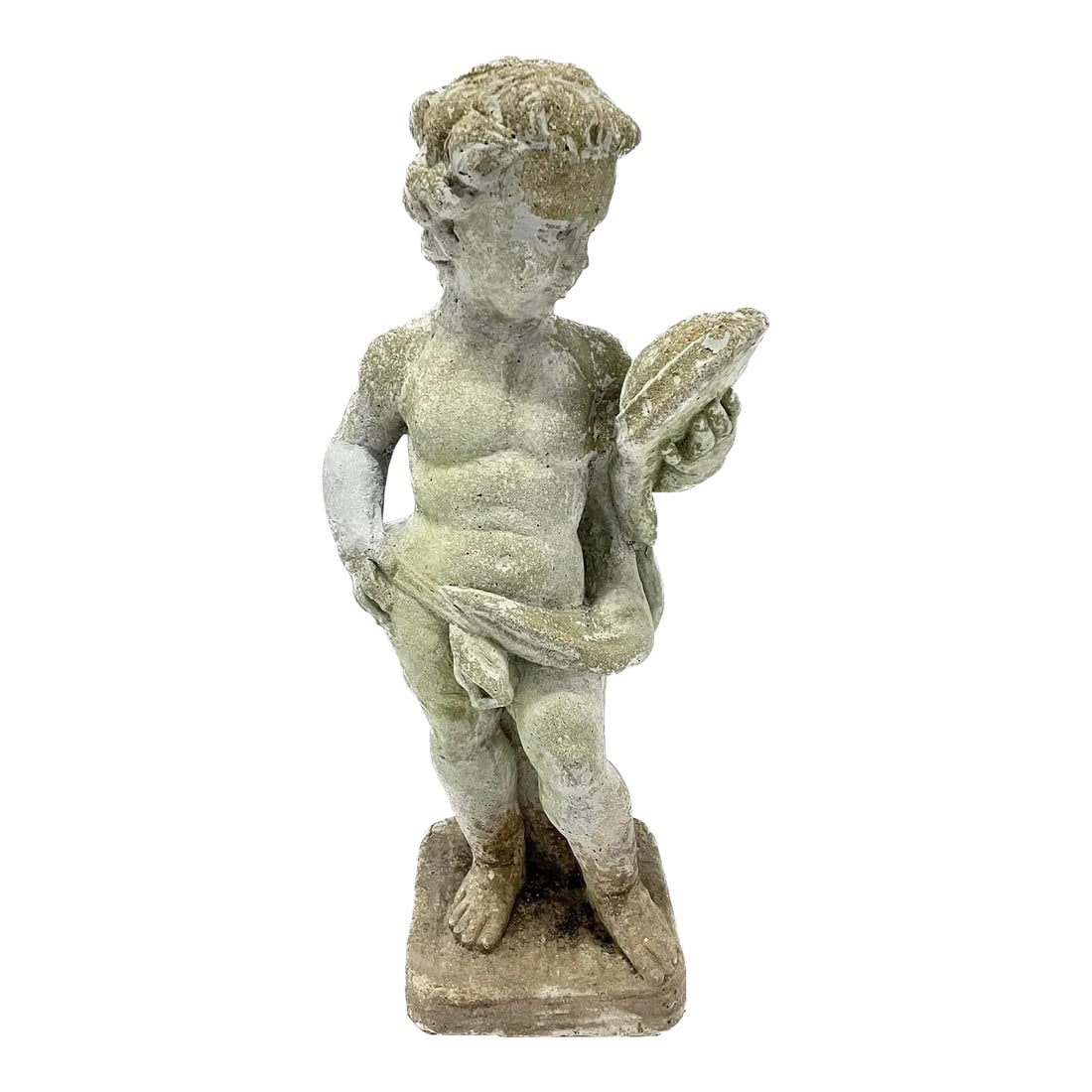 Vintage Italian Cherub Looking in Mirror Garden Statue (1 of 7)