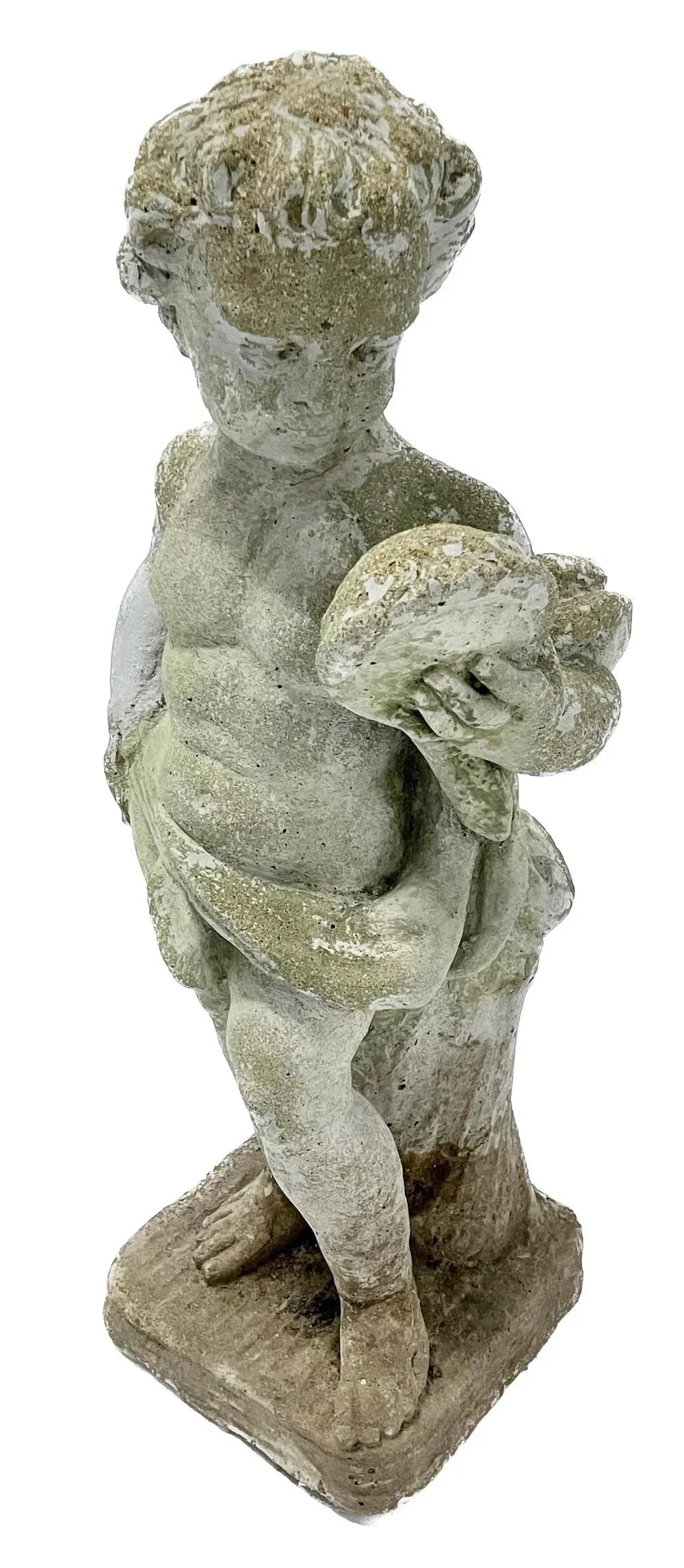 Vintage Italian Cherub Looking in Mirror Garden Statue - 2