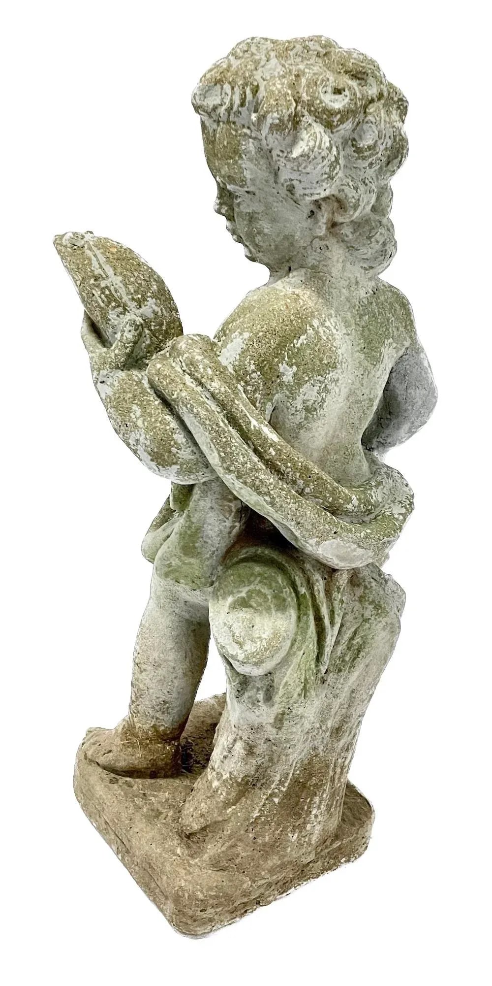 Vintage Italian Cherub Looking in Mirror Garden Statue - 3