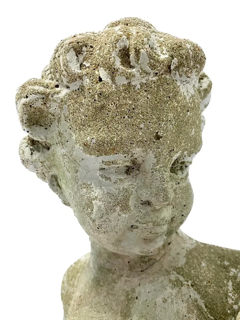 Vintage Italian Cherub Looking in Mirror Garden Statue - 4