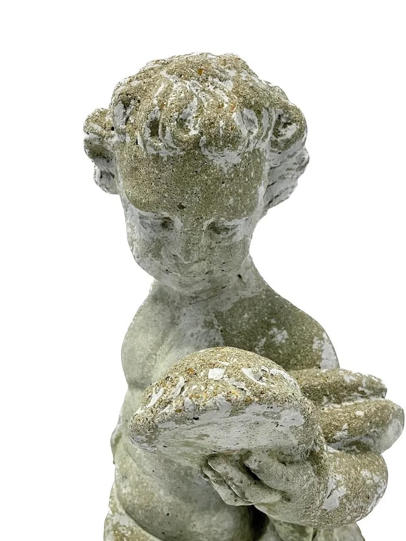 Vintage Italian Cherub Looking in Mirror Garden Statue - 5