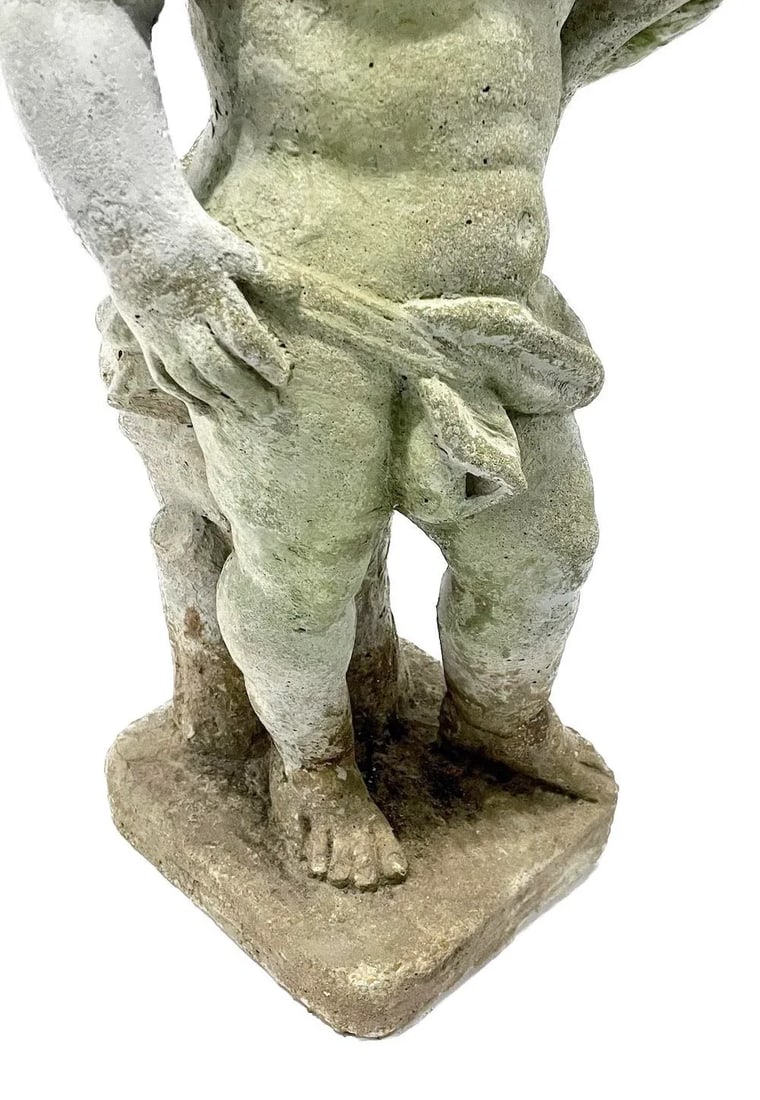 Vintage Italian Cherub Looking in Mirror Garden Statue - 6