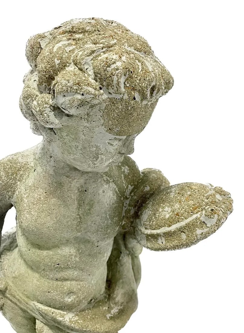 Vintage Italian Cherub Looking in Mirror Garden Statue - 7