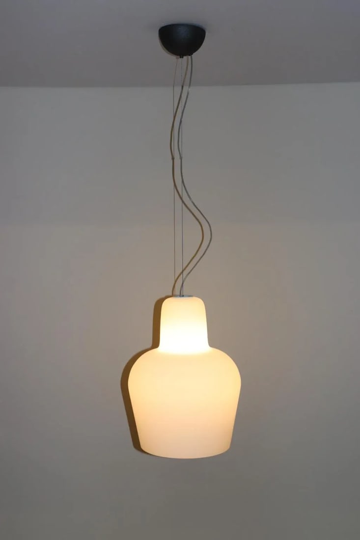 1980s Mid-Century Itre White Murano Glass Pendant Lamp - 2