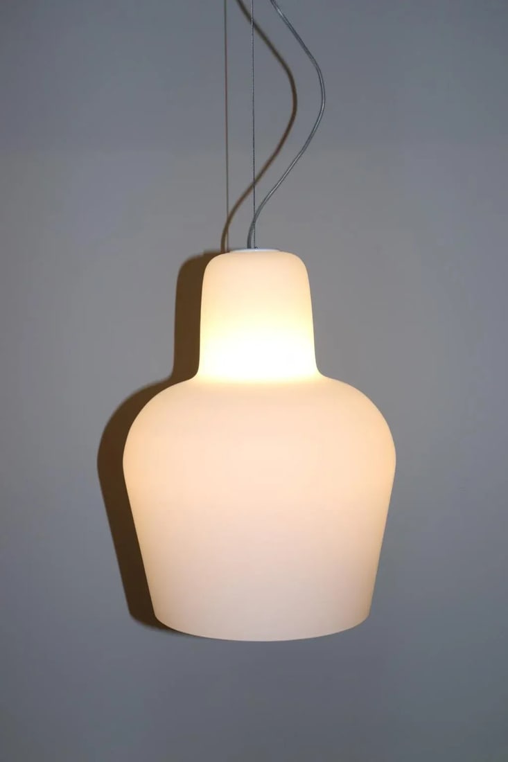1980s Mid-Century Itre White Murano Glass Pendant Lamp - 3
